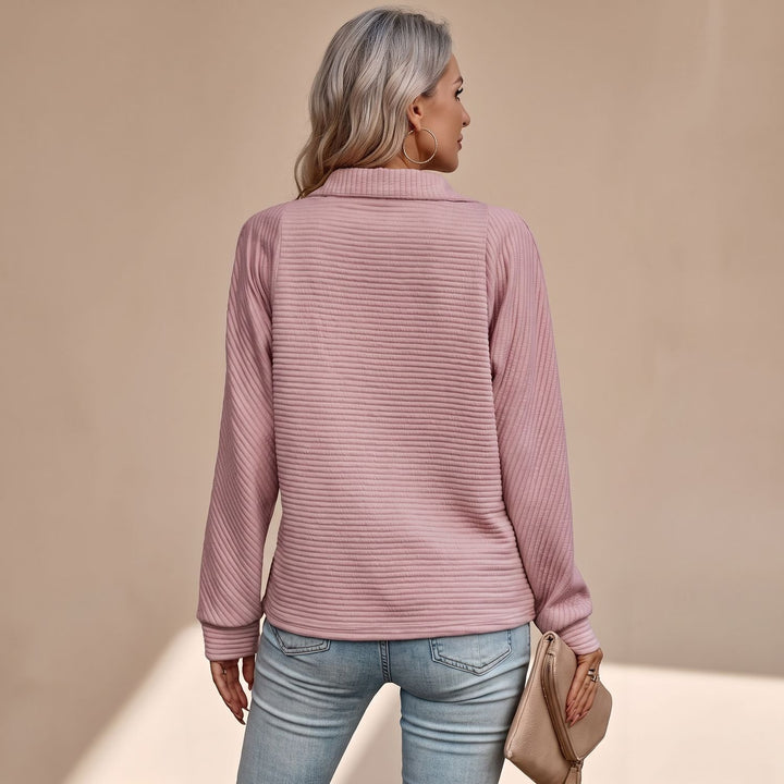 Women's Ribbed Quarter-Zip Long Sleeve Pullover Sweater