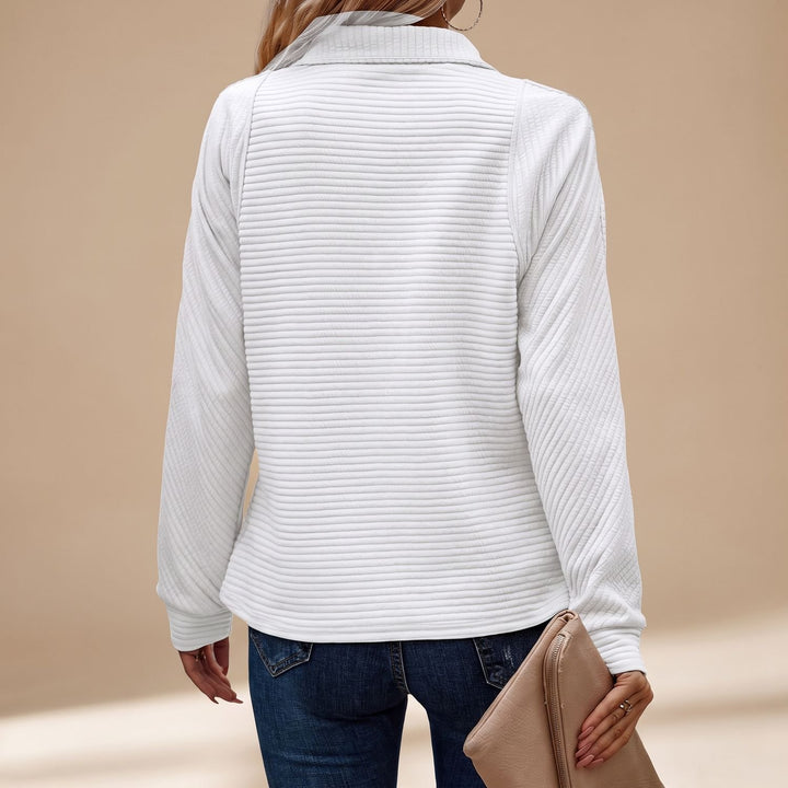 Women's Ribbed Quarter-Zip Long Sleeve Pullover Sweater