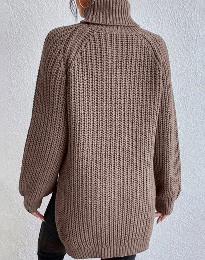 Women's Ribbed Turtleneck Sweater Long Sleeve Knit Pullover