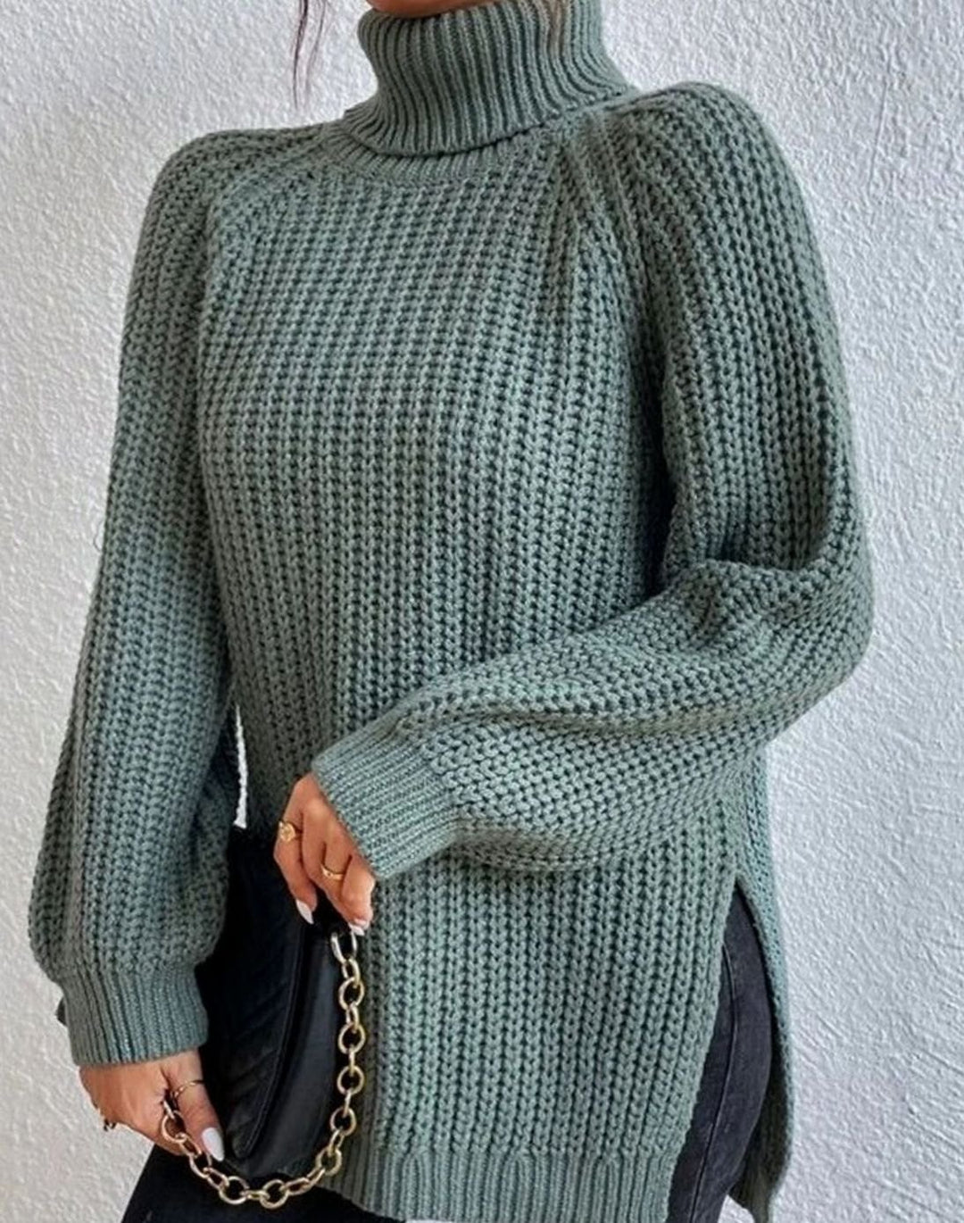 Women's Ribbed Turtleneck Sweater Long Sleeve Knit Pullover