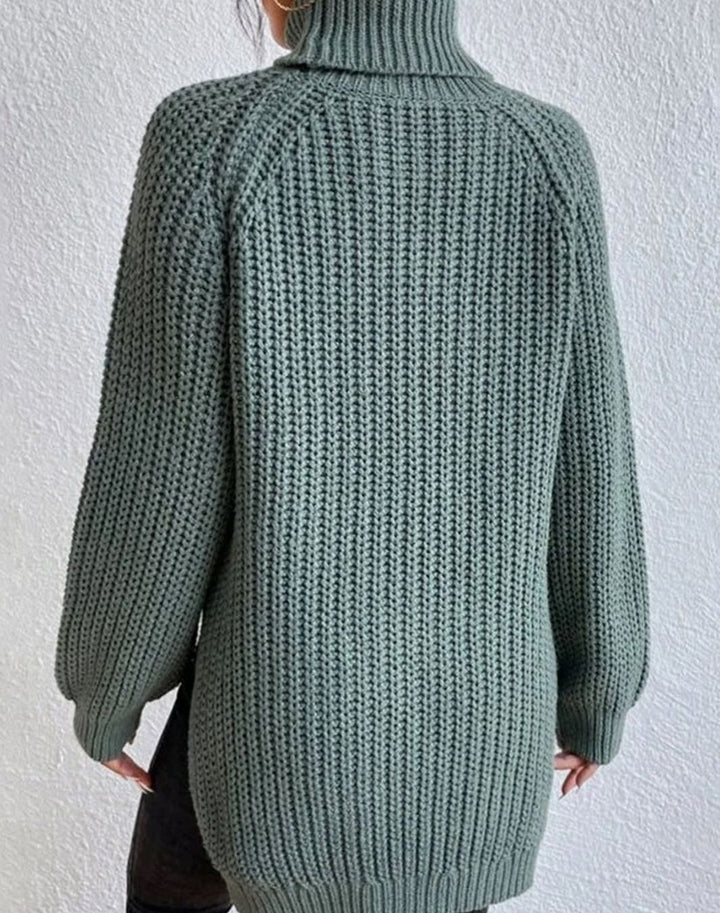 Women's Ribbed Turtleneck Sweater Long Sleeve Knit Pullover
