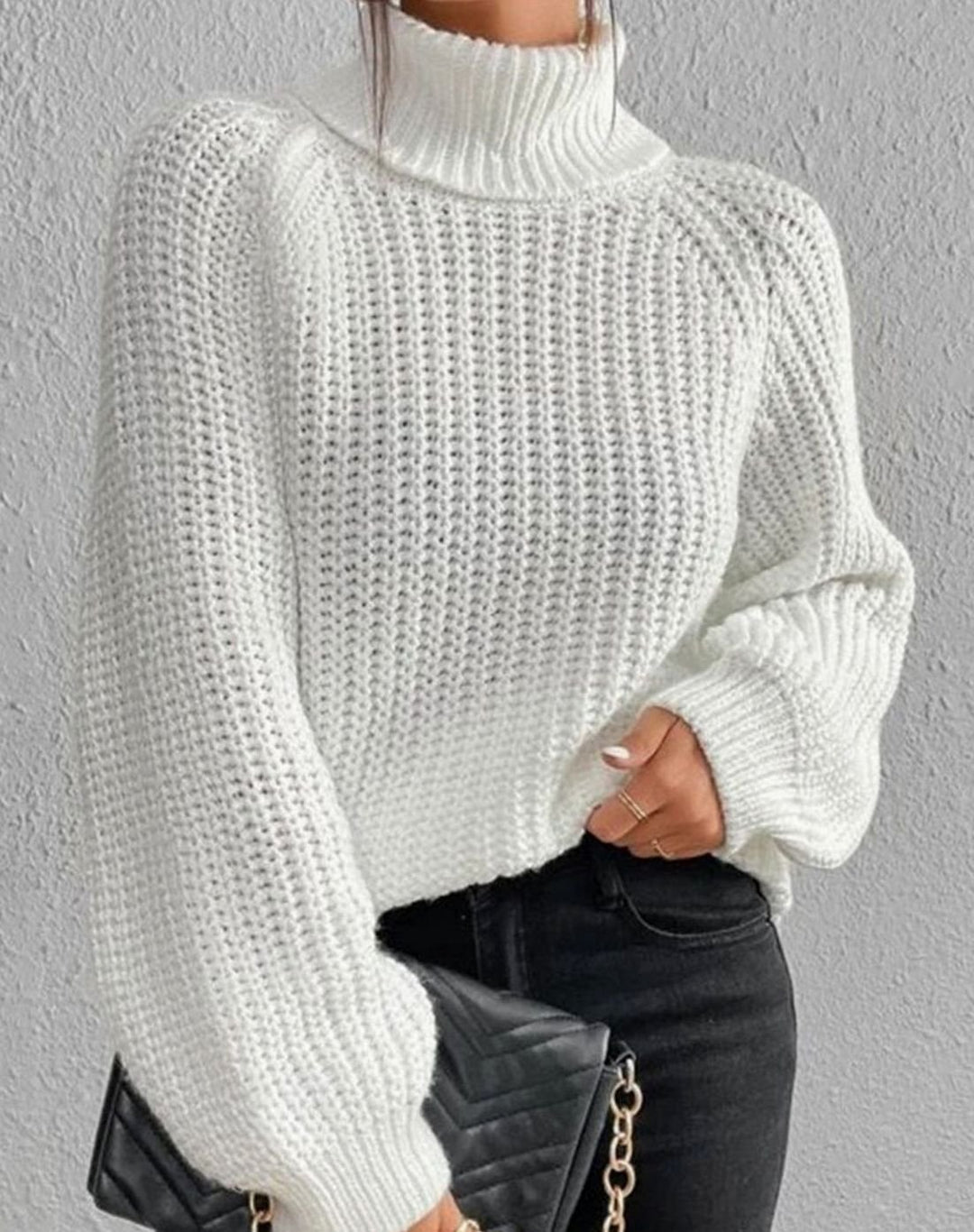 Women's Ribbed Turtleneck Sweater Long Sleeve Knit Pullover
