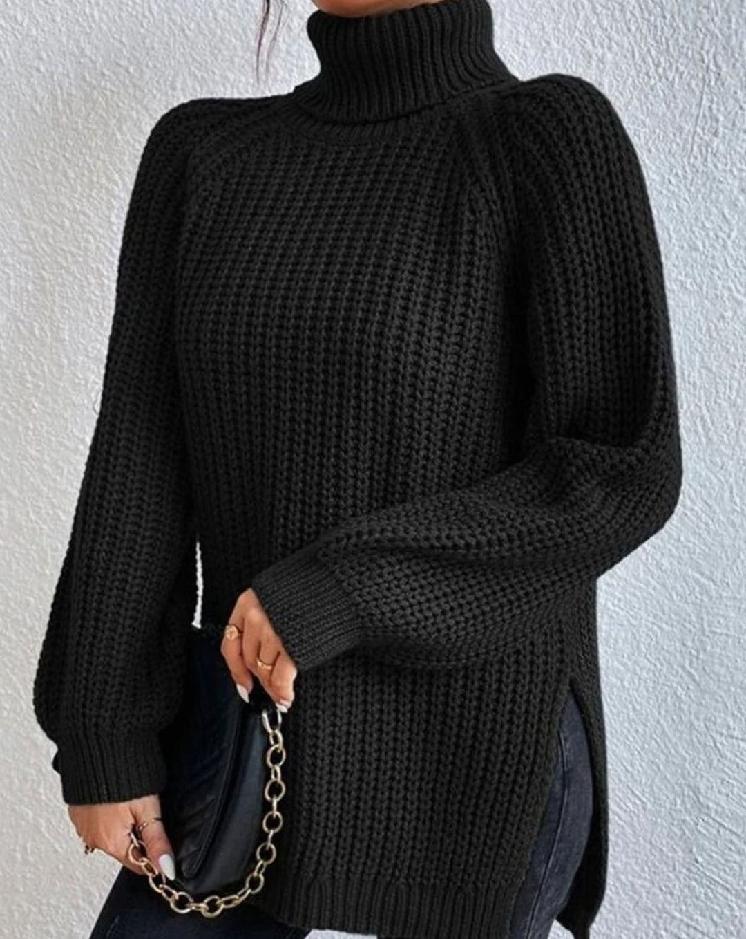 Women's Ribbed Turtleneck Sweater Long Sleeve Knit Pullover