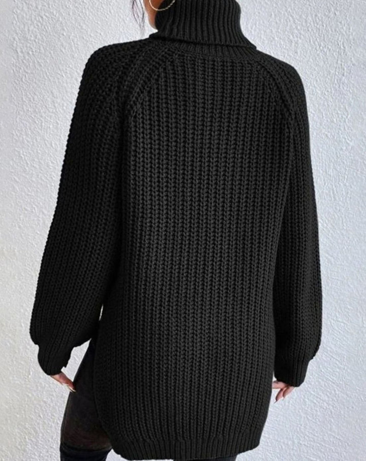Women's Ribbed Turtleneck Sweater Long Sleeve Knit Pullover