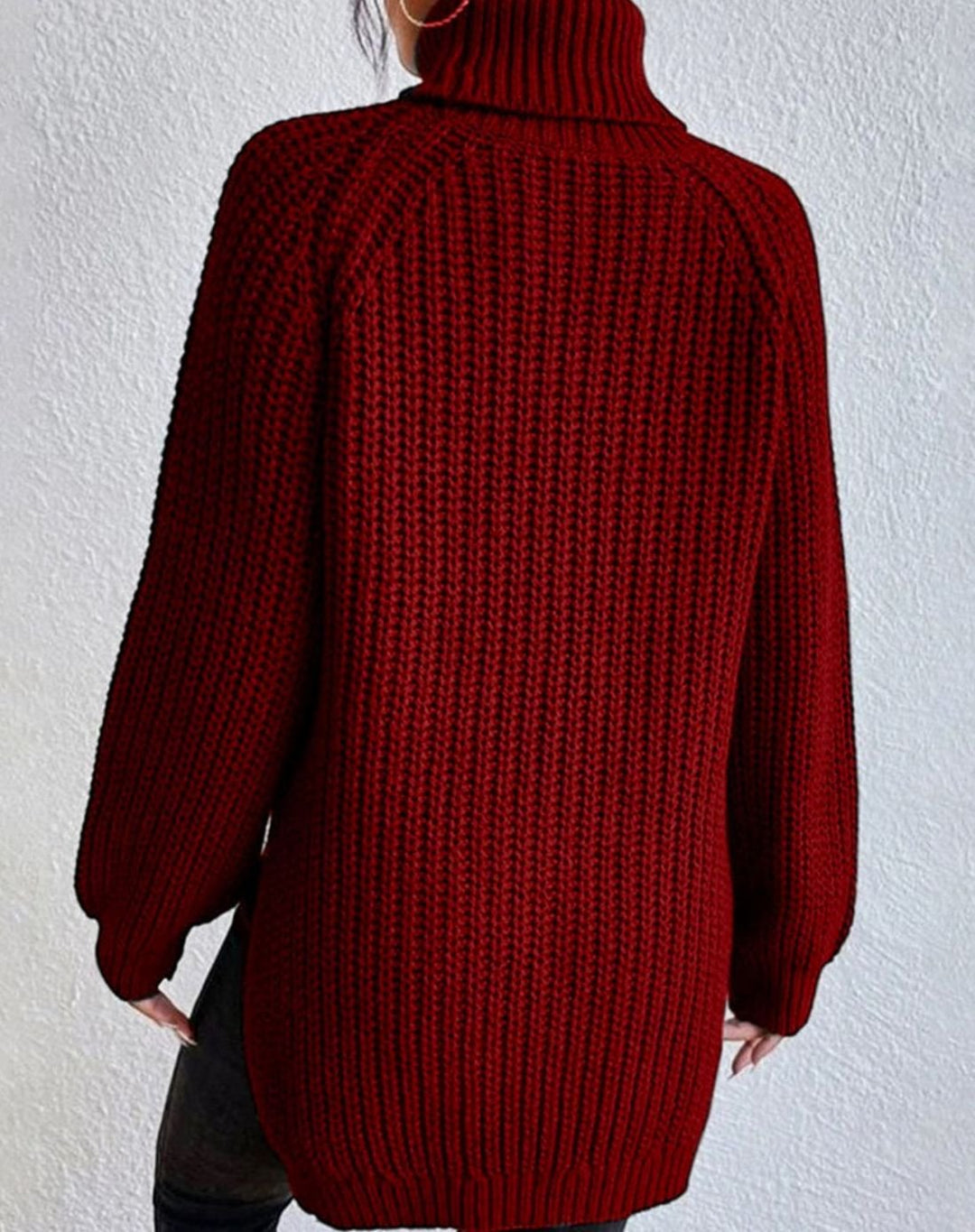 Women's Ribbed Turtleneck Sweater Long Sleeve Knit Pullover