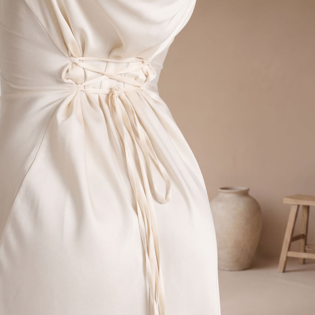 Women's Satin Long Sleeve Maxi Dress Flowy Mermaid Gown