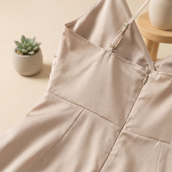 Women's Satin Spaghetti Strap V-Neck Wrap Maxi Dress
