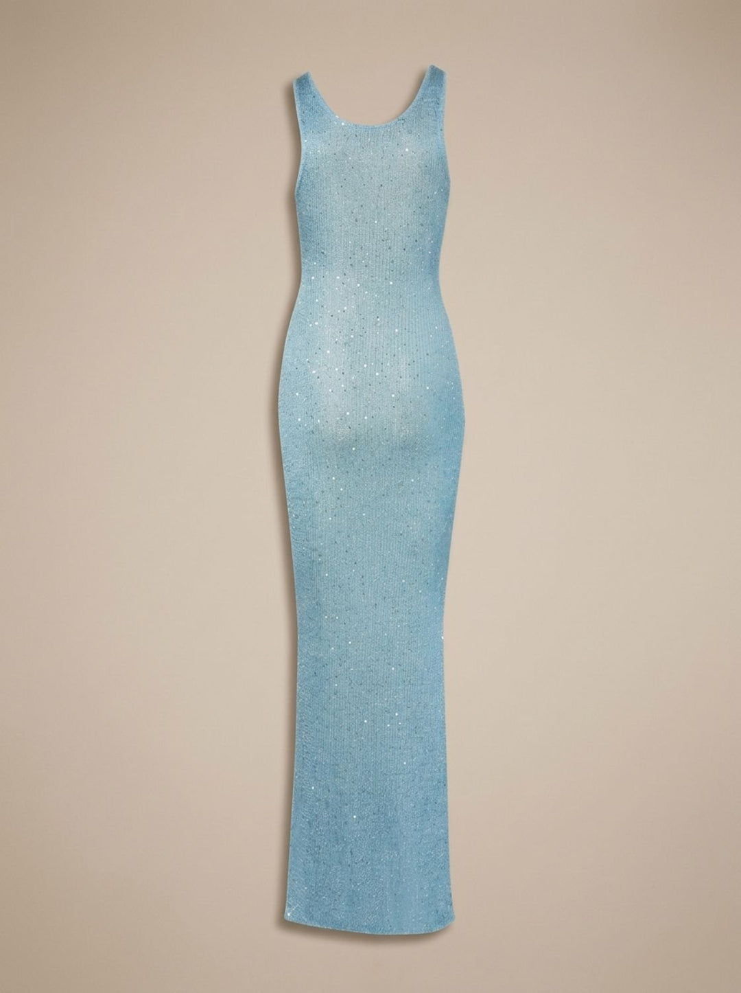 Women's Sequin Maxi Dress Sleeveless Scoop-Neck Body-Con Long Dress