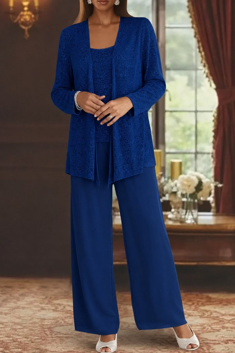 Women's Sequined Three-Piece Wide Leg Pants Formal Occasion Set