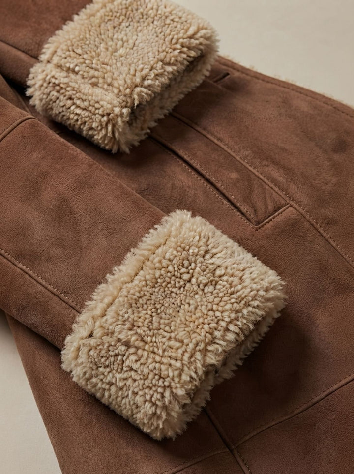 Women's Shearling-Lined Long Button-Front Faux Fur Coat