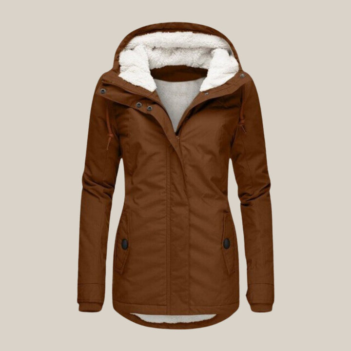 Women's Sherpa-Lined Hooded Quilted Jacket Fleece Winter Coat