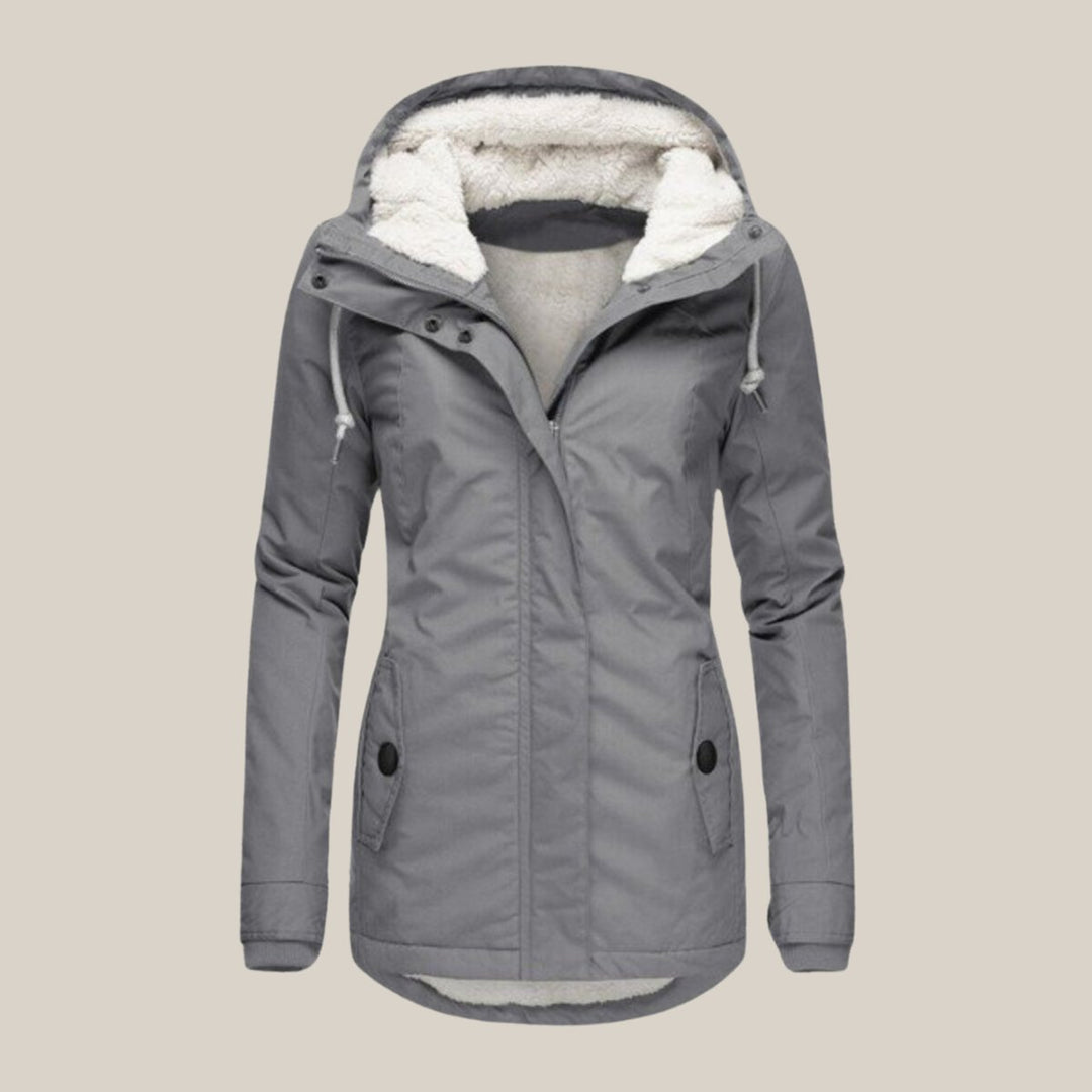 Women's Sherpa-Lined Hooded Quilted Jacket Fleece Winter Coat