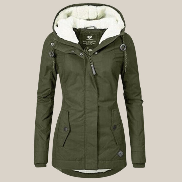 Women's Sherpa-Lined Hooded Quilted Jacket Fleece Winter Coat