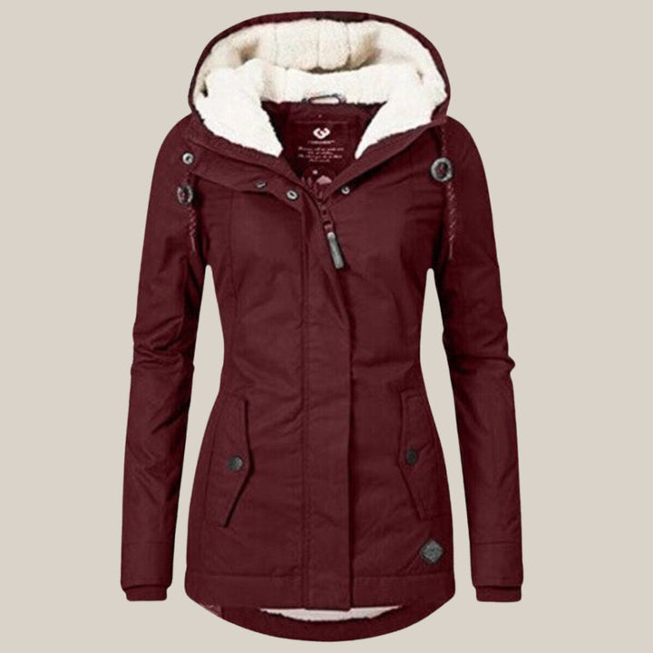 Women's Sherpa-Lined Hooded Quilted Jacket Fleece Winter Coat
