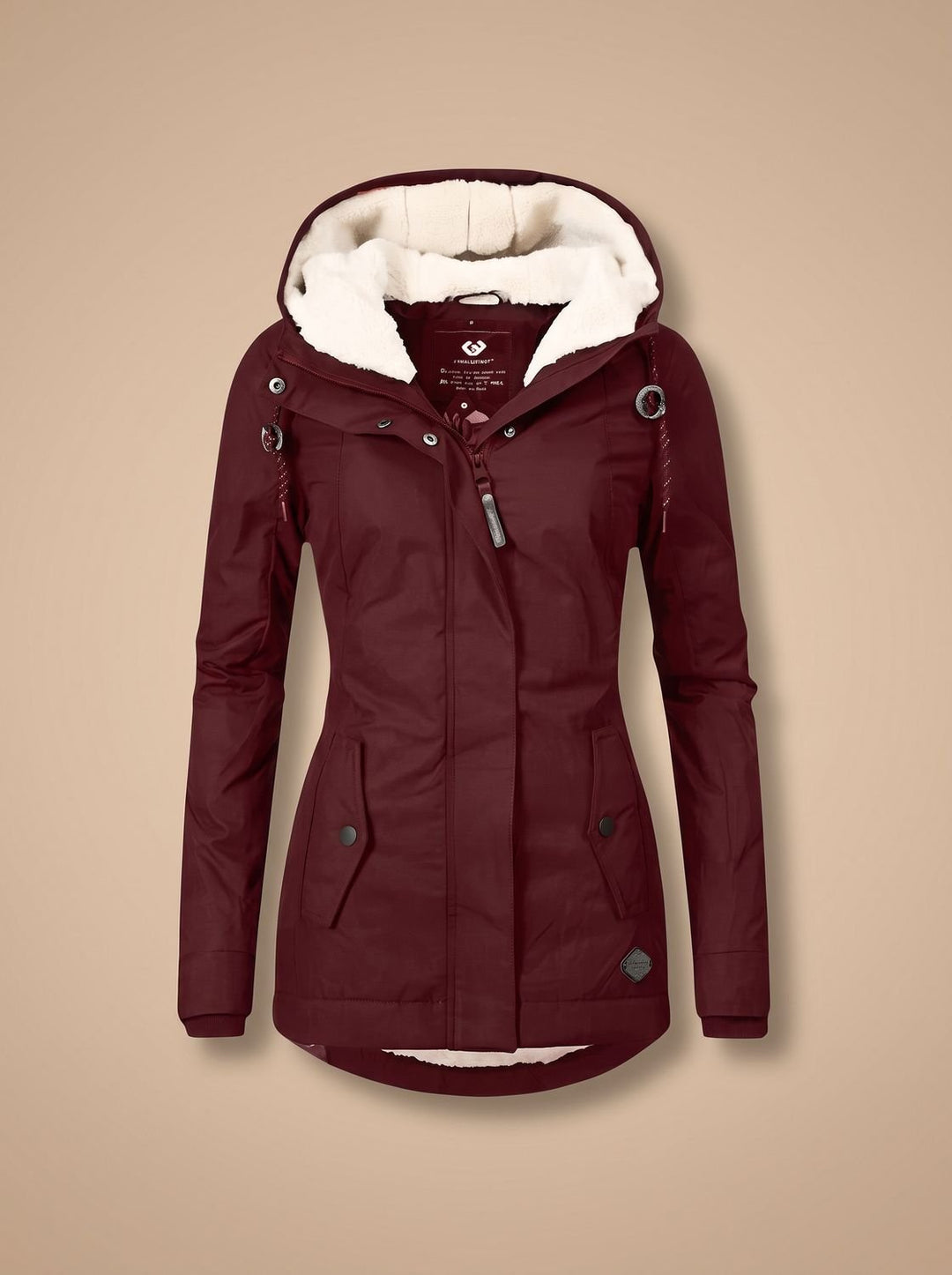 Women's Sherpa-Lined Waterproof Hooded Sophisticated Jacket - Red