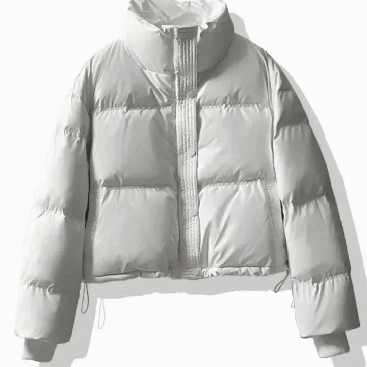 Women's Short Quilted Jacket PU Puffer Winter Coat