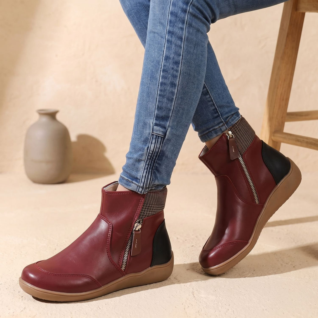 Women's Side-Zip Winter Ankle Boots Cushioned Flat Booties