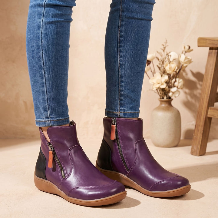 Women's Side-Zip Winter Ankle Boots Cushioned Flat Booties