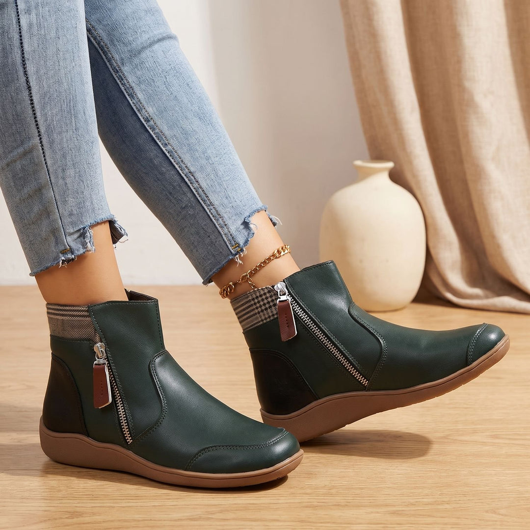 Women's Side-Zip Winter Ankle Boots Cushioned Flat Booties