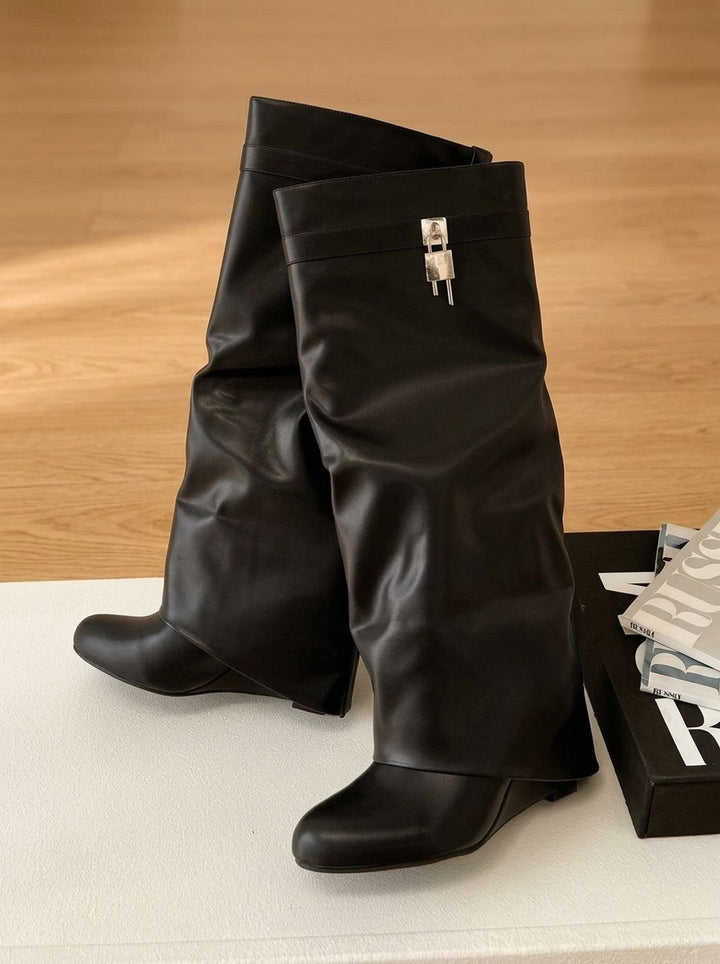 Women's Sleek Faux Leather Knee High Boots