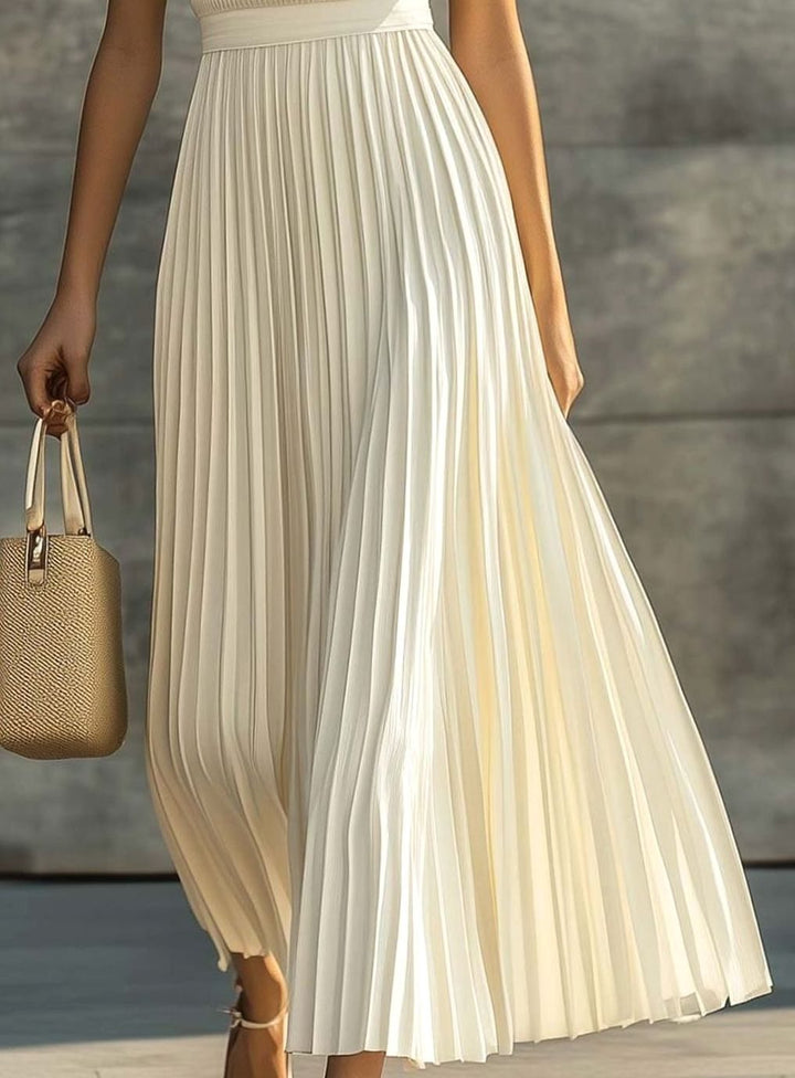Women's Sleeveless Ribbed-Top Pleated Maxi Dress