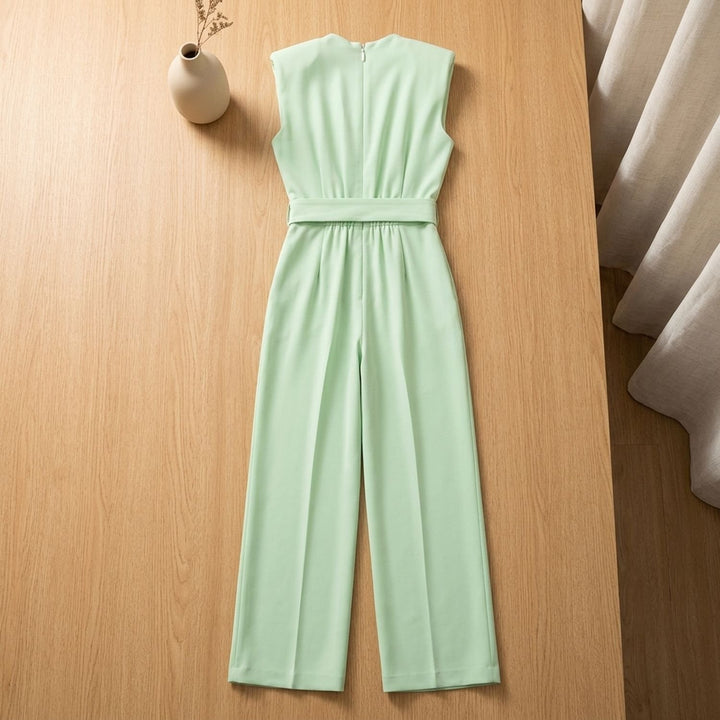 Women's Sleeveless Wide-Leg Belted Jumpsuit