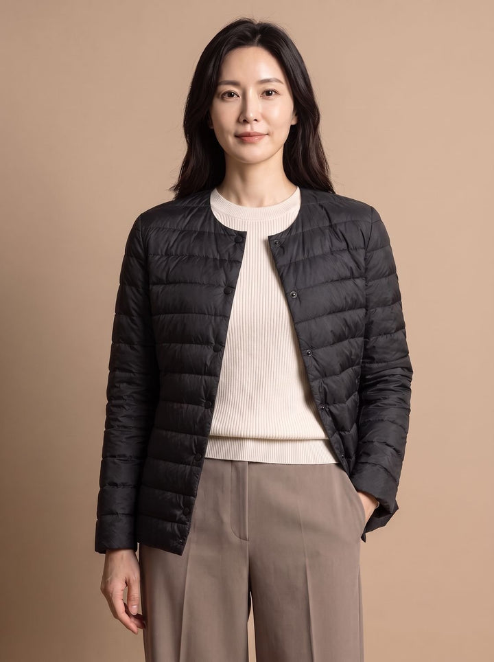 Women's Slim-Fit Collarless Quilted Puffer Jacket