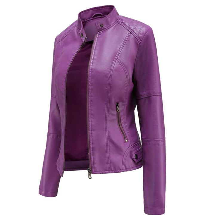 Women's Slim-Fit Faux Leather Zip-Up Biker Jacket