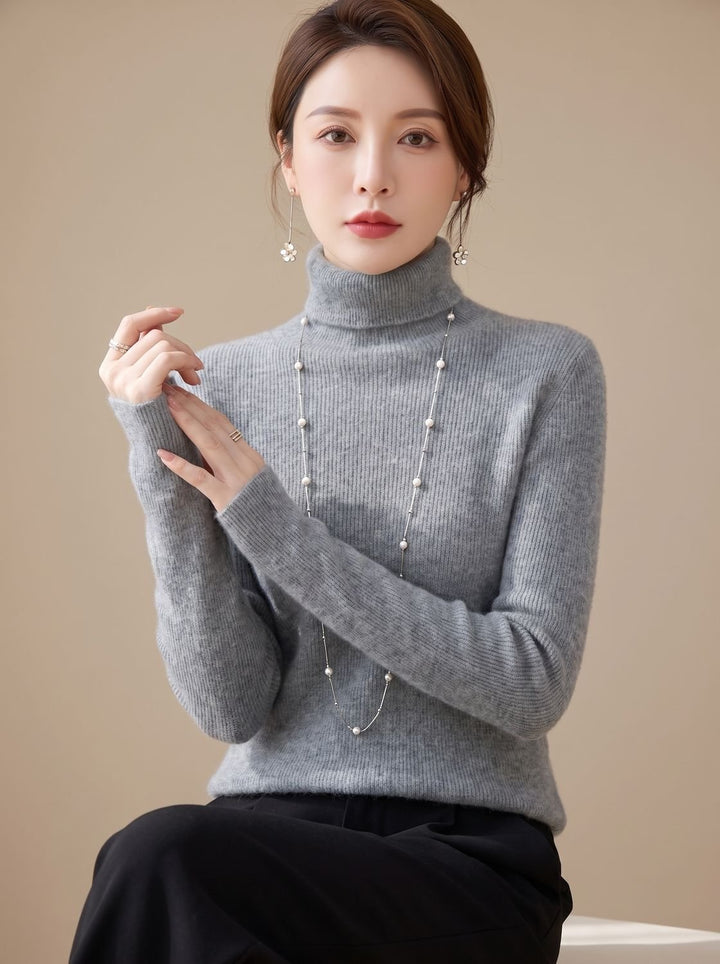 Women's Slim Fit Turtleneck Ribbed Knit Sweater