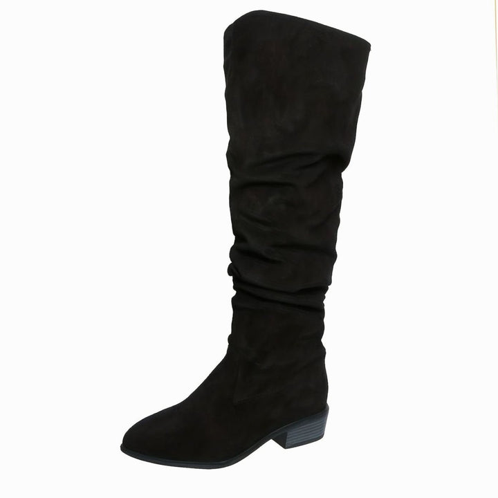 Women's Slouchy Over-the-Knee Suede Low Block Heel Boots