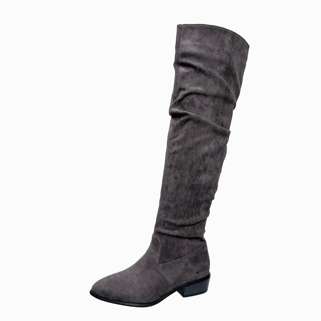 Women's Slouchy Over-the-Knee Suede Low Block Heel Boots