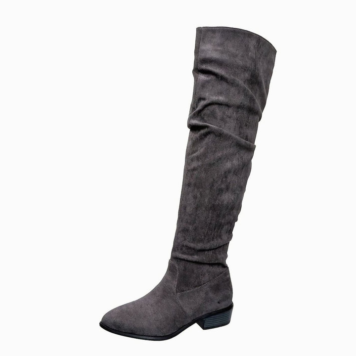 Women's Slouchy Over-the-Knee Suede Low Block Heel Boots