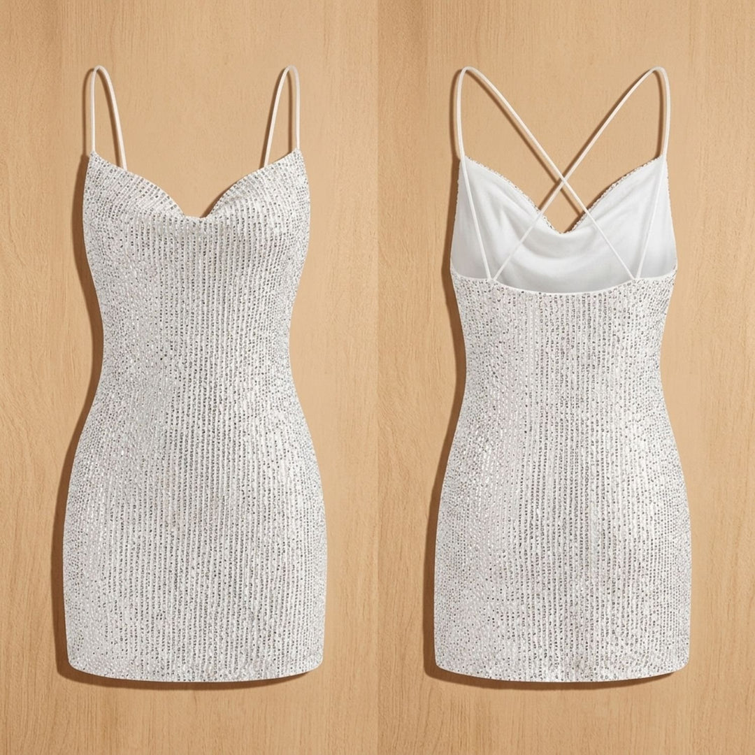 Women's Spaghetti-Strap Sequin Mini Dress Body-Con