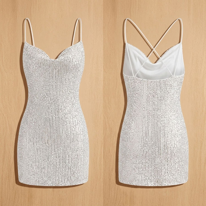 Women's Spaghetti-Strap Sequin Mini Dress Body-Con