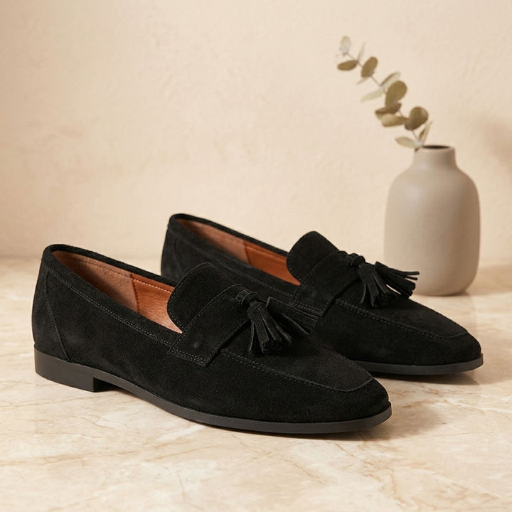 Women's Square-Toe Tassel Suede Slip-On Loafers