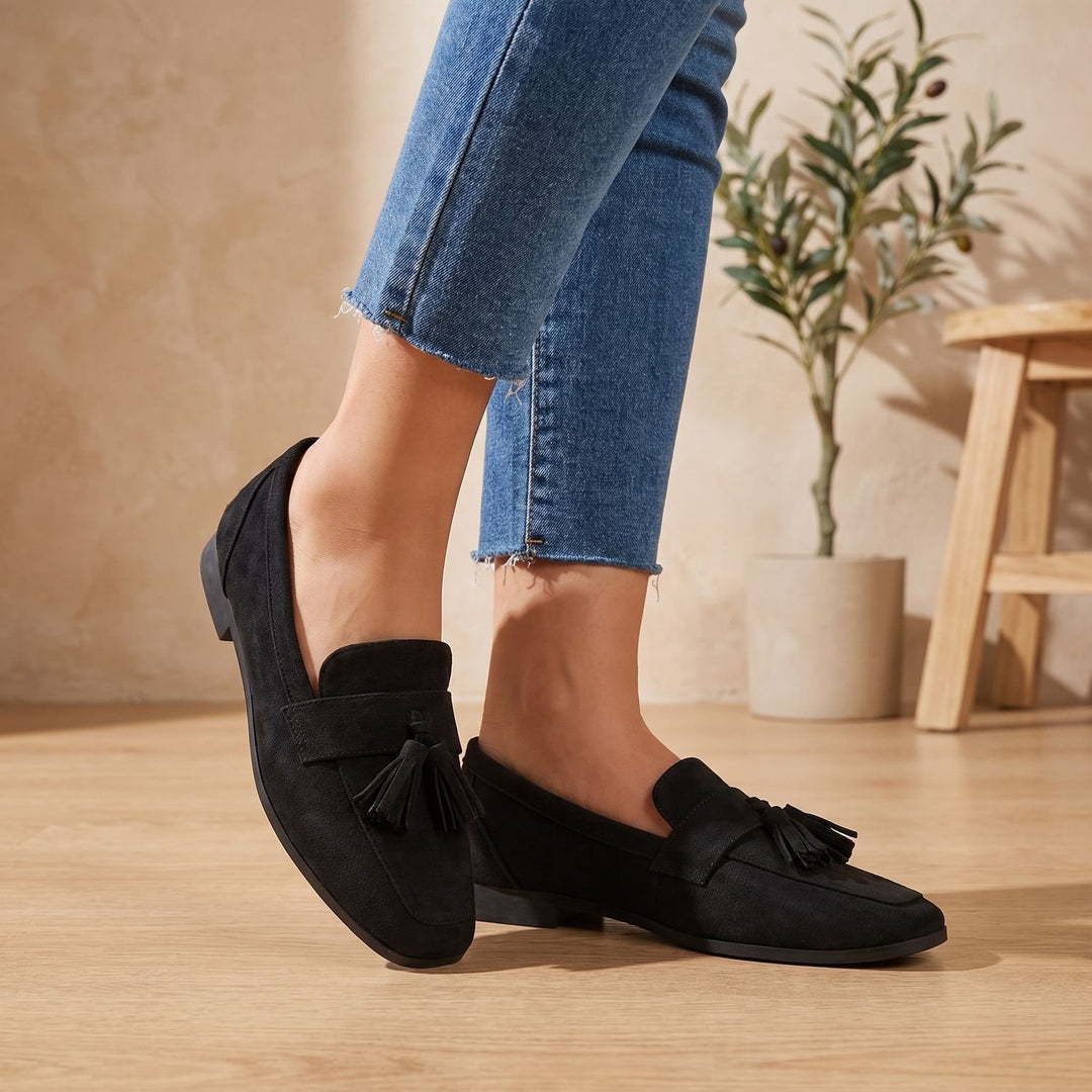 Women's Square-Toe Tassel Suede Slip-On Loafers