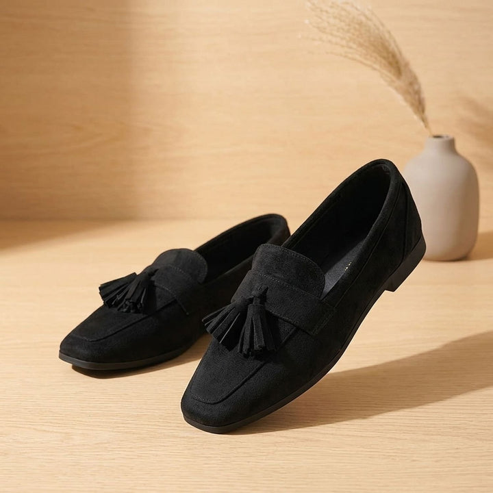Women's Square-Toe Tassel Suede Slip-On Loafers