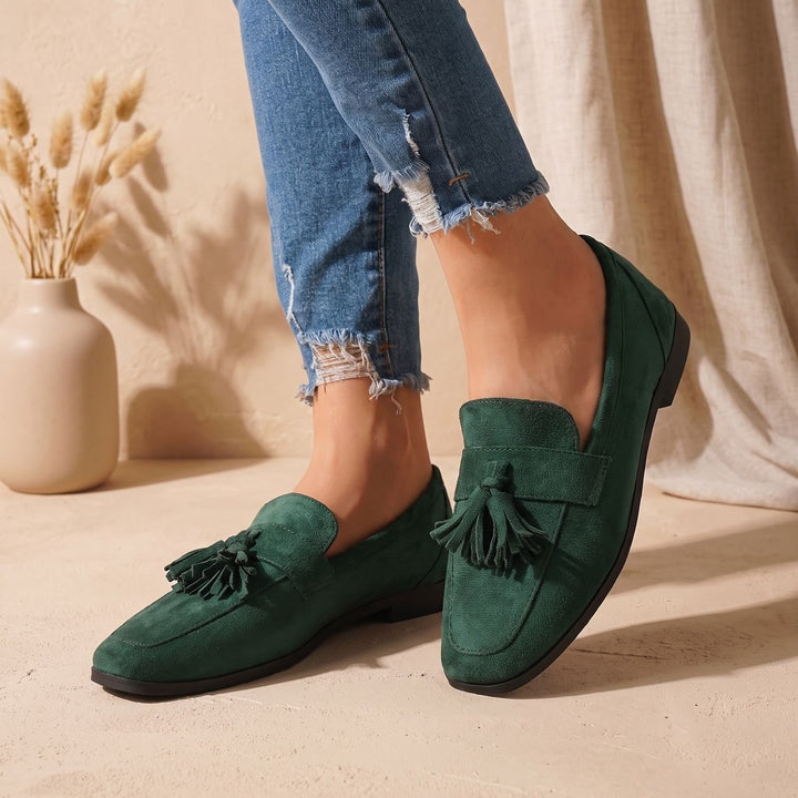 Women's Square-Toe Tassel Suede Slip-On Loafers