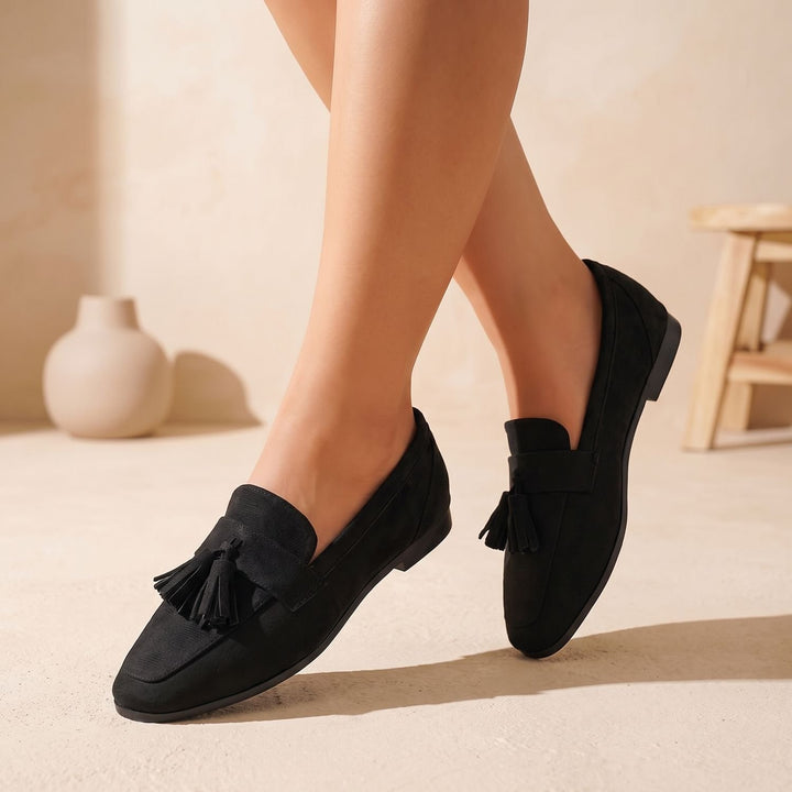 Women's Square-Toe Tassel Suede Slip-On Loafers