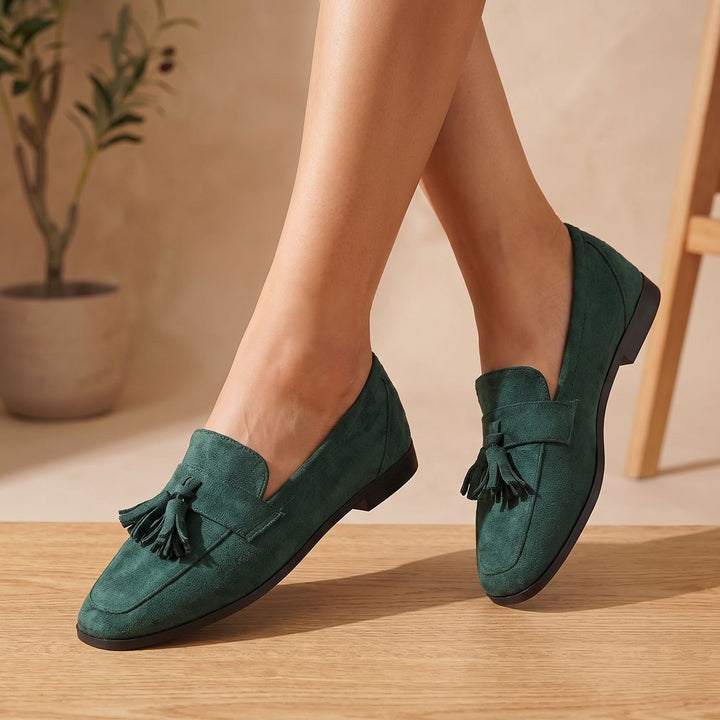 Women's Square-Toe Tassel Suede Slip-On Loafers