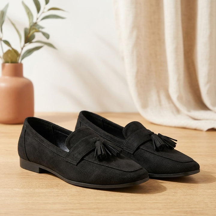 Women's Square-Toe Tassel Suede Slip-On Loafers