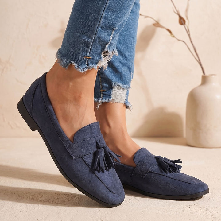 Women's Square-Toe Tassel Suede Slip-On Loafers