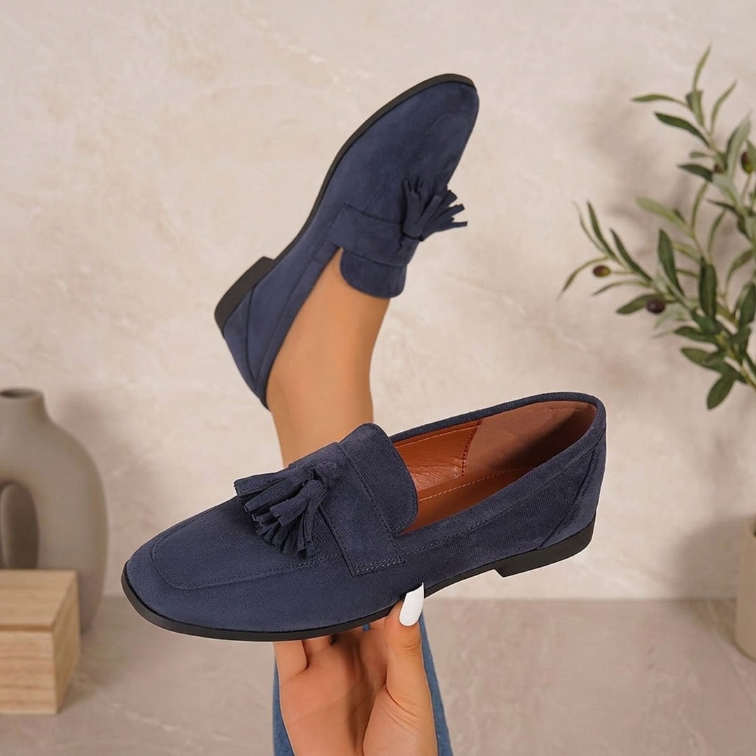 Women's Square-Toe Tassel Suede Slip-On Loafers