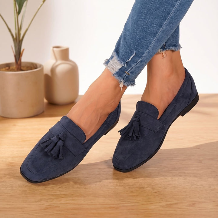 Women's Square-Toe Tassel Suede Slip-On Loafers