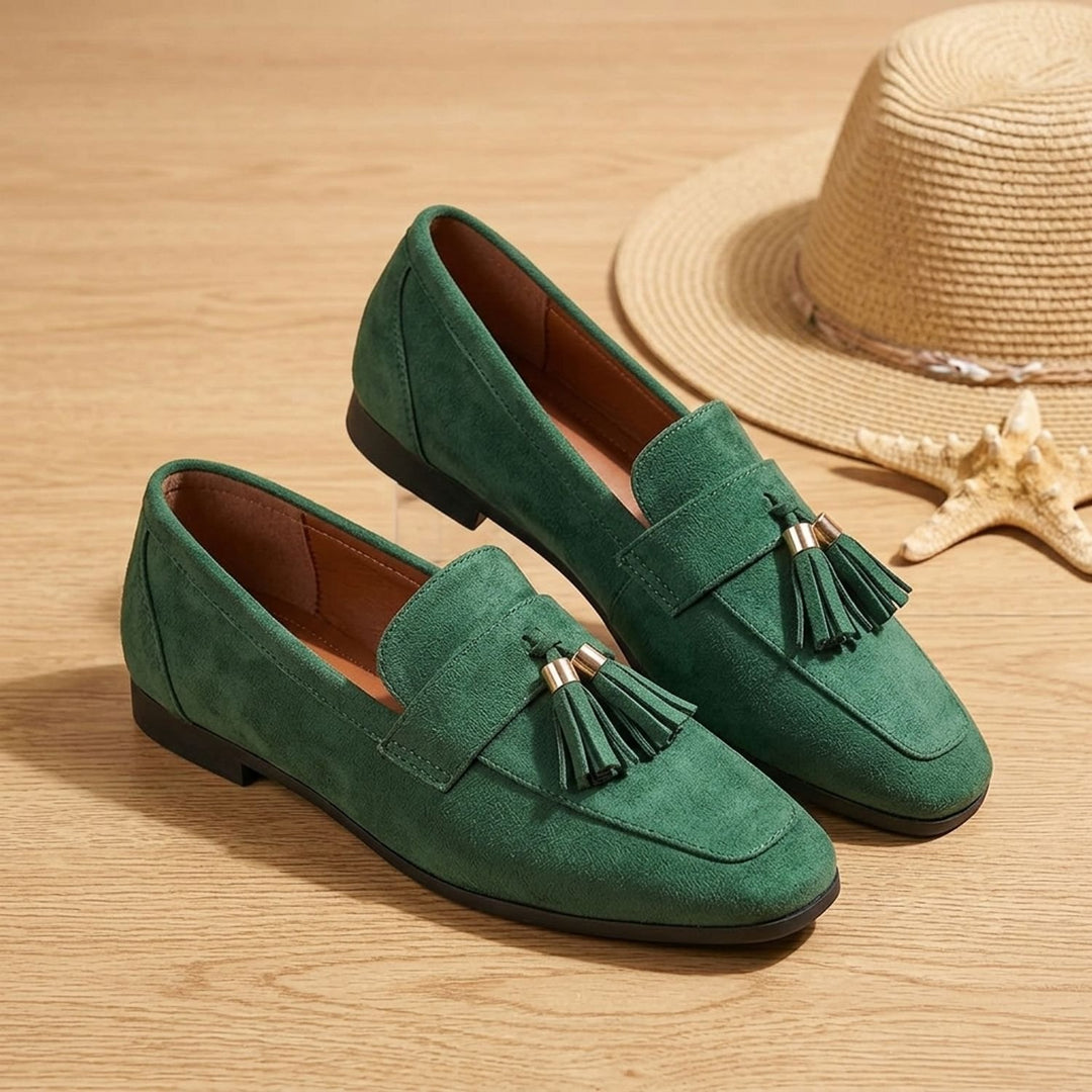 Women's Square-Toe Tassel Suede Slip-On Loafers