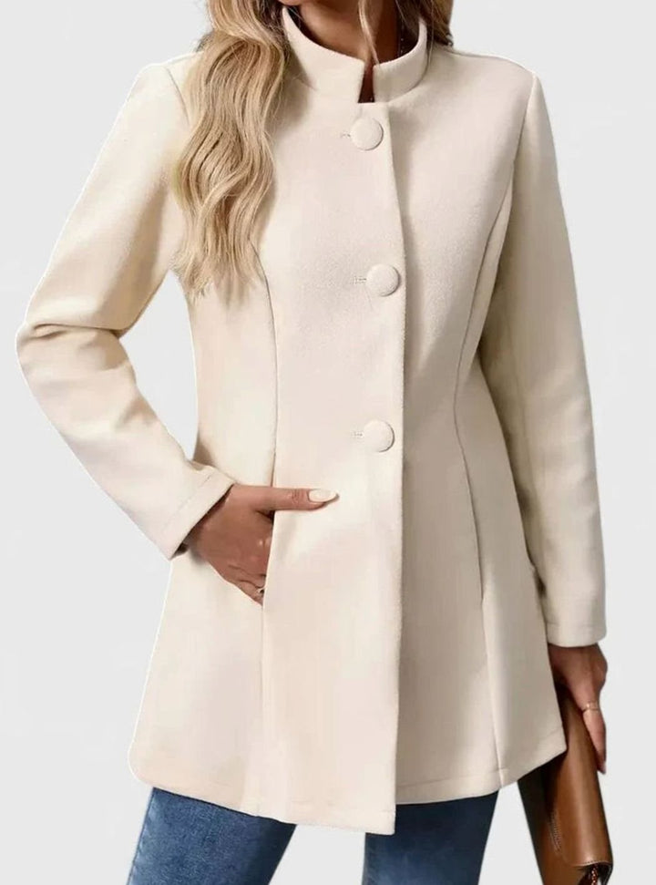 Women's Stand-Collar Button-Front Structured Blazer Jacket