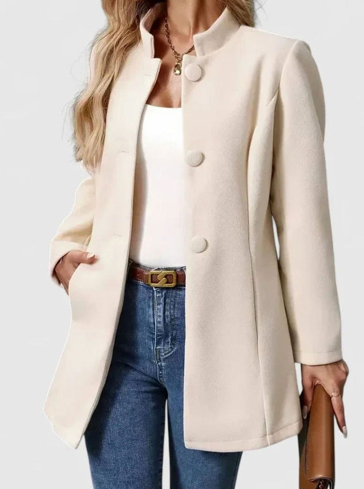 Women's Stand-Collar Button-Front Structured Blazer Jacket