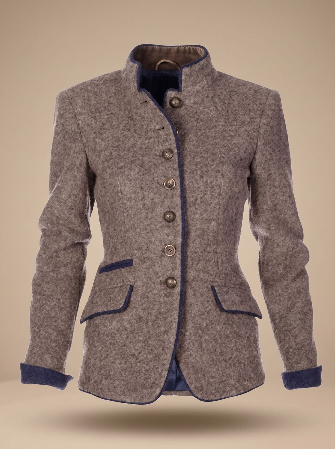 Women's Stand-Collar Button-Front Wool-Look Blazer Jacket