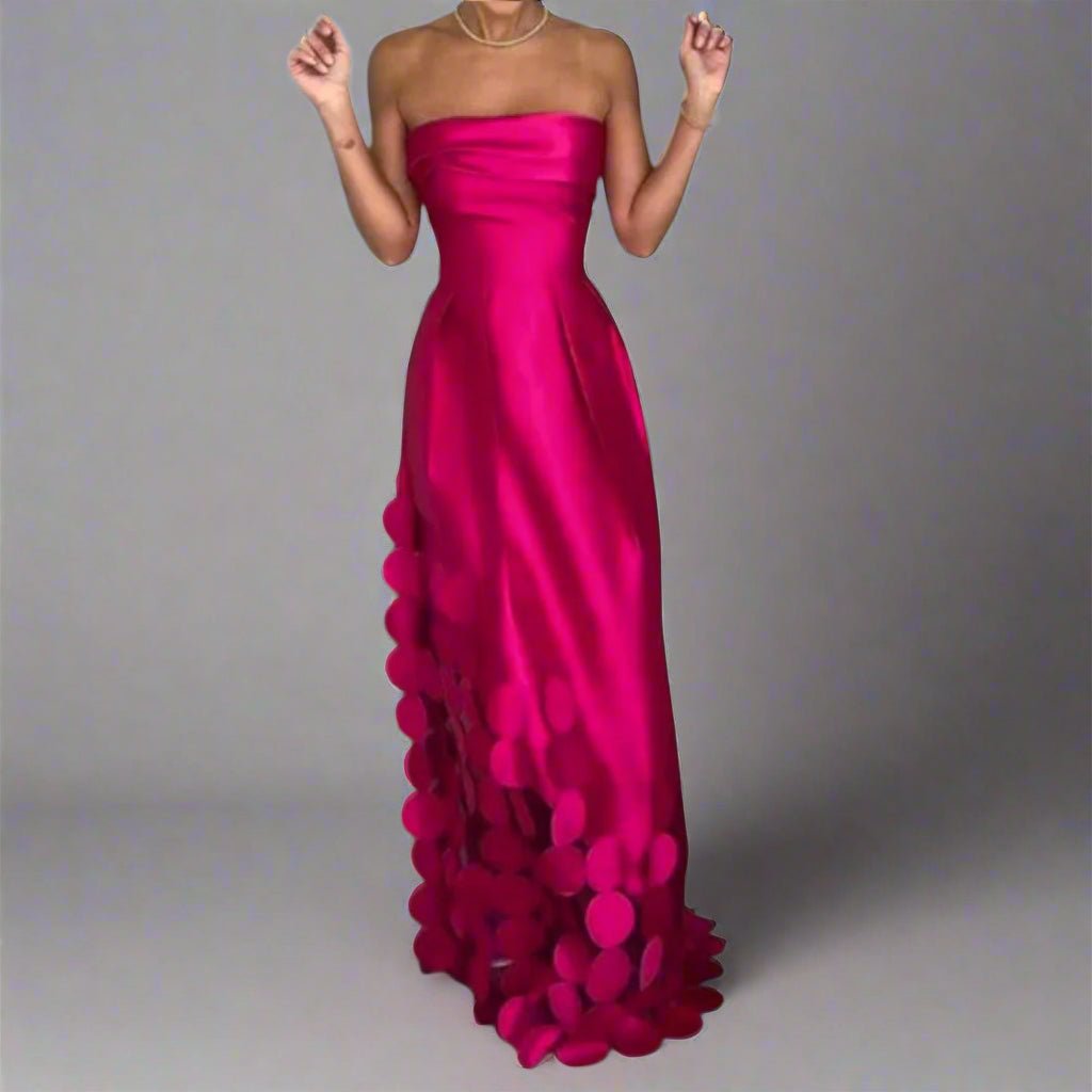 Women's Strapless Fitted-Bodice Satin Maxi Evening Gown