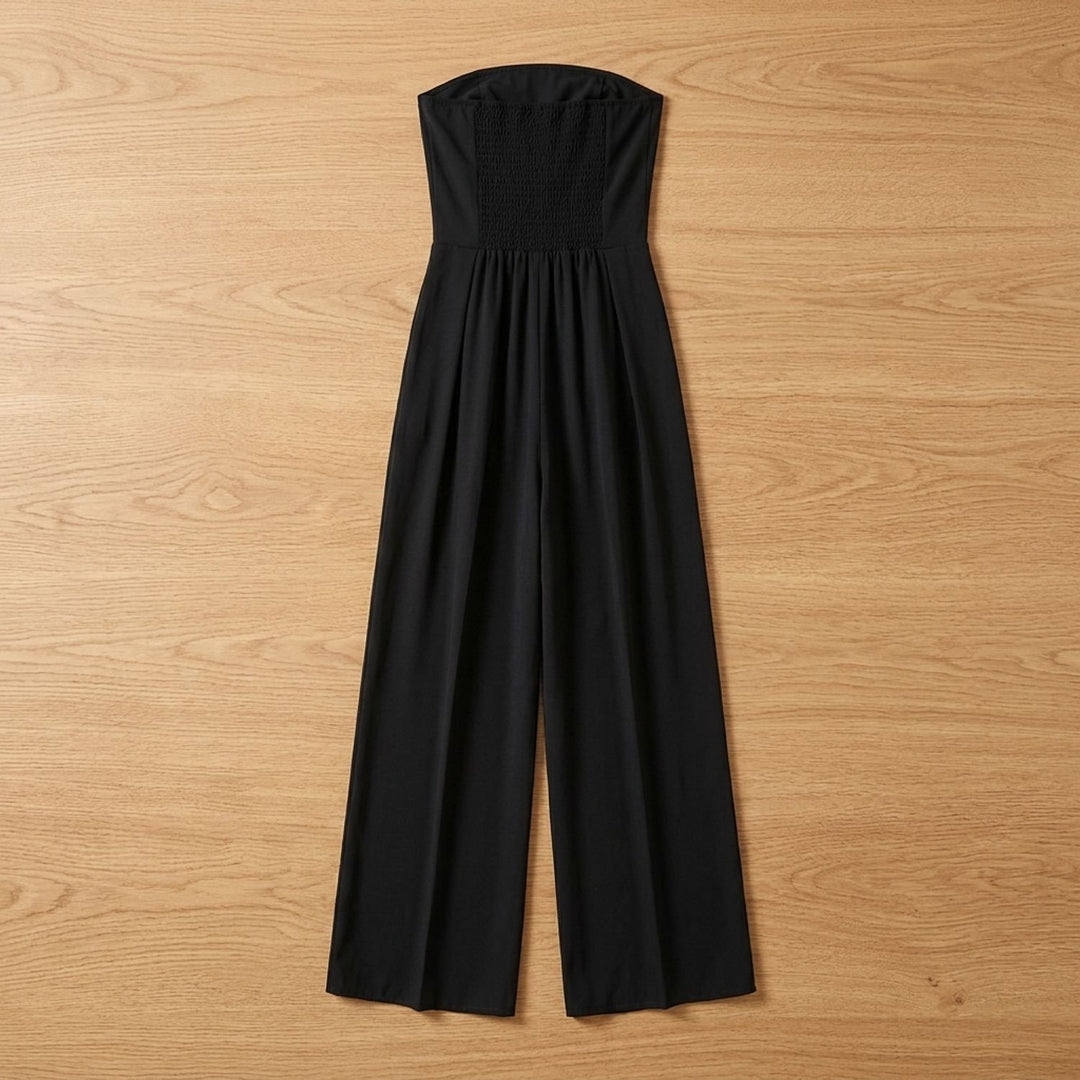 Women's Strapless Wide-Leg Elegant Jumpsuit - Black